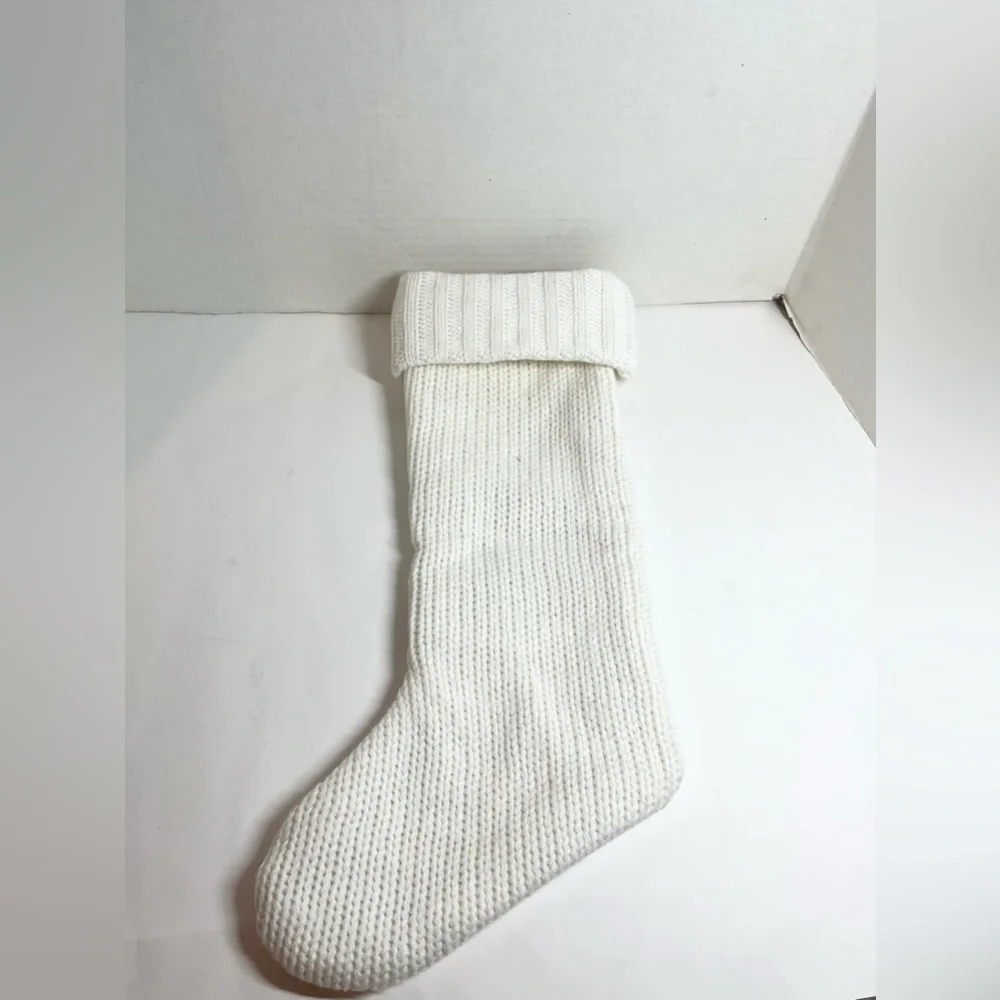PETS - (1) WHITE KNIT CHRISTMAS STOCKING W/RED PAW PRINT/(1) MINI RED STOCKING